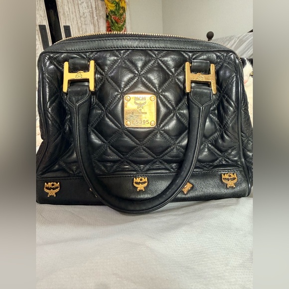 MCM Small Black Quilted Boston Handbag - Picture 2 of 6